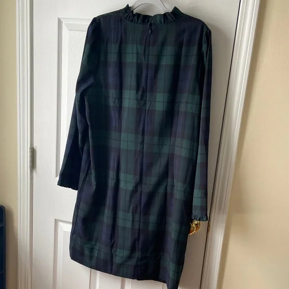 J. Crew Plaid Long Sleeve Dress - Green and Blue - Picture 2 of 5